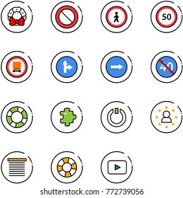 line vector icon set - christmas wreath vector, prohibition road sign, no pedestrian, speed limit 50, dangerous cargo, only forward right, end minimal, lifebuoy, puzzle, standby, star man, jalousie