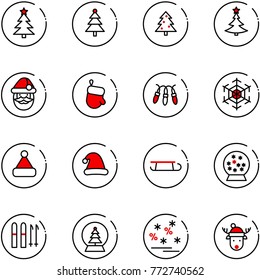 line vector icon set - christmas tree vector, santa claus, glove, garland, snowflake, hat, sleigh, snowball, ski, sale, deer