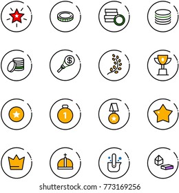 line vector icon set - christmas star vector, coin, money torch, golden branch, win cup, medal, gold, crown, casting of steel, constructor blocks