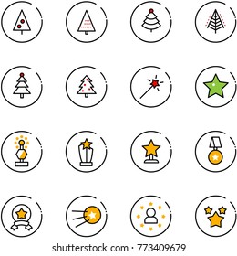line vector icon set - christmas tree vector, Magic wand, star, award, medal, first satellite, man, stars