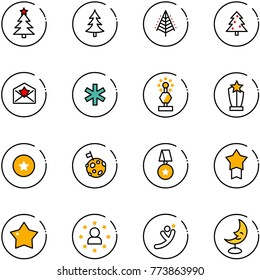 line vector icon set - christmas tree vector, star letter, ambulance, award, medal, moon flag, man, flying, lamp