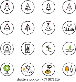 line vector icon set - christmas tree vector, landscape, snowball, mobile, sproute, hand, money, palm, forest