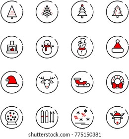 line vector icon set - christmas tree vector, fireplace, snowman, hat, deer, sleigh, wreath, snowball, ski, sale