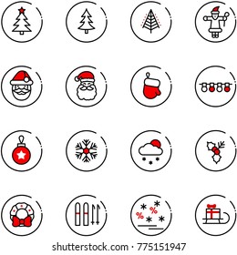 line vector icon set - christmas tree vector, santa claus, glove, garland, ball, snowflake, snowfall, holly, wreath, ski, sale, sleigh gift