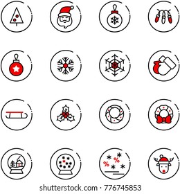 line vector icon set - christmas tree vector, santa claus, ball, garland, snowflake, gloves, sleigh, holly, wreath, snowball house, sale, deer hat