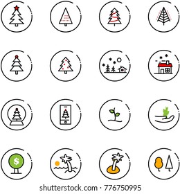 line vector icon set - christmas tree vector, landscape, house, snowball, mobile, sproute, hand, money, palm, forest