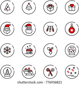 line vector icon set - christmas tree vector, gift, santa claus, garland, ball, snowflake, house, holly, snowball, sleigh, stick, sale