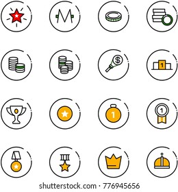 line vector icon set - christmas star vector, monero, coin, money torch, pedestal, gold cup, medal, crown