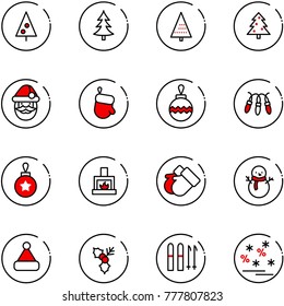 line vector icon set - christmas tree vector, santa claus, glove, ball, garland, fireplace, gloves, snowman, hat, holly, ski, sale