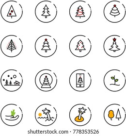 line vector icon set - christmas tree vector, landscape, snowball, mobile, sproute, hand, palm, forest