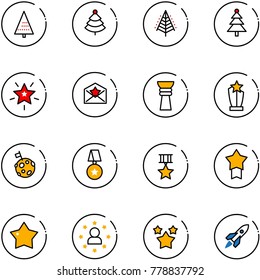 line vector icon set - christmas tree vector, star, letter, award, moon flag, medal, man, stars, rocket