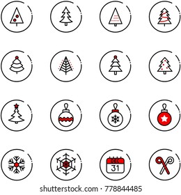 line vector icon set - christmas tree vector, ball, snowflake, 31 dec calendar, santa stick