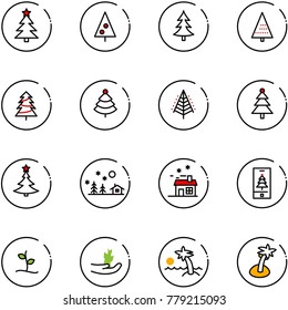 line vector icon set - christmas tree vector, landscape, house, mobile, sproute, hand, palm