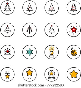 line vector icon set - christmas tree vector, star, letter, ambulance, award, moon flag, medal