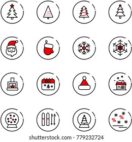 line vector icon set - christmas tree vector, santa claus, glove, snowflake, fireplace, calendar, hat, house, snowball, ski, sale