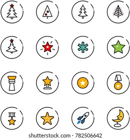 line vector icon set - christmas tree vector, star, ambulance, award, medal, starfish, rocket, moon lamp