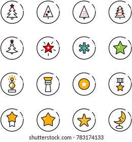 line vector icon set - christmas tree vector, star, ambulance, award, medal, starfish, moon lamp