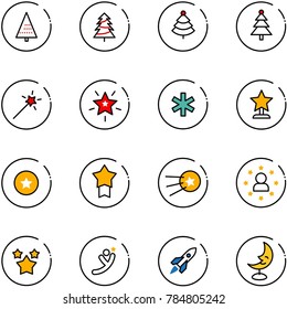 line vector icon set - christmas tree vector, Magic wand, star, ambulance, award, medal, first satellite, man, stars, flying, rocket, moon lamp