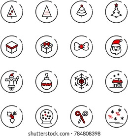 line vector icon set - christmas tree vector, gift, bow, santa claus, ball, snowflake, house, holly, snowball, stick, sale