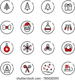 line vector icon set - christmas tree vector, gift, bow, santa claus, ball, garland, snowflake, holly, wreath, snowball, stick, sale, sleigh