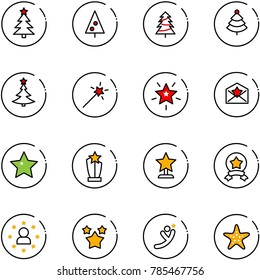 line vector icon set - christmas tree vector, Magic wand, star, letter, award, medal, man, stars, flying, starfish