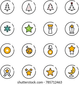 line vector icon set - christmas tree vector, ambulance star, award, medal, moon flag, stars, starfish, lamp