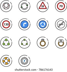 line vector icon set - christmas wreath vector, exchange, oncoming traffic road sign, speed limit 70, 130, only right, circle, end overtake, social, community, diamond ring, finger, lifebuoy