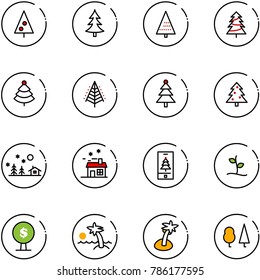 line vector icon set - christmas tree vector, landscape, house, mobile, sproute, money, palm, forest