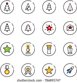 line vector icon set - christmas tree vector, star, letter, award, medal, starfish, rocket