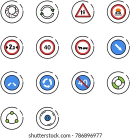 line vector icon set - christmas wreath vector, exchange, oncoming traffic road sign, no dangerous cargo, limited width, speed limit 40, cart horse, detour, circle, end minimal, lifebuoy, community