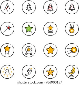 line vector icon set - christmas tree vector, Magic wand, star, award, medal, first satellite, man, flying, starfish, moon lamp