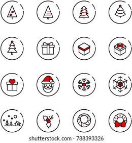 line vector icon set - christmas tree vector, gift, santa claus, snowflake, landscape, holly, wreath