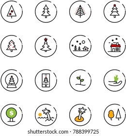 line vector icon set - christmas tree vector, landscape, house, snowball, mobile, sproute, hand, money, palm, forest