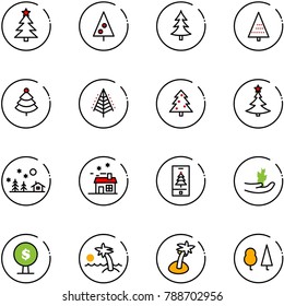line vector icon set - christmas tree vector, landscape, house, mobile, hand sproute, money, palm, forest