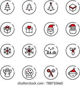 line vector icon set - christmas tree vector, gift, santa claus, snowflake, landscape, holly, angel, snowball, stick, elf
