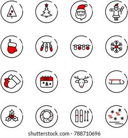 line vector icon set - christmas tree vector, santa claus, glove, garland, snowflake, gloves, calendar, deer, sleigh, holly, wreath, ski, sale