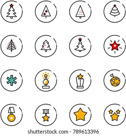 line vector icon set - christmas tree vector, star, ambulance, award, moon flag, medal, stars