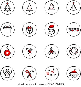 line vector icon set - christmas tree vector, gift, santa claus, garland, ball, holly, wreath, angel, stick, sale, elf