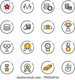 line vector icon set - christmas star vector, monero, coin, pedestal, win cup, gold, medal, casting of steel