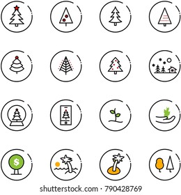 line vector icon set - christmas tree vector, landscape, snowball, mobile, sproute, hand, money, palm, forest