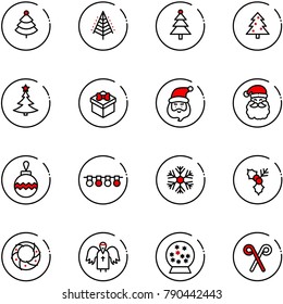 line vector icon set - christmas tree vector, gift, santa claus, ball, garland, snowflake, holly, wreath, angel, snowball, stick