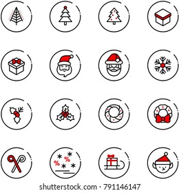 line vector icon set - christmas tree vector, gift, santa claus, snowflake, holly, wreath, stick, sale, sleigh, elf