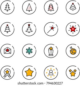 line vector icon set - christmas tree vector, Magic wand, star, letter, ambulance, award, moon flag, medal, man, stars