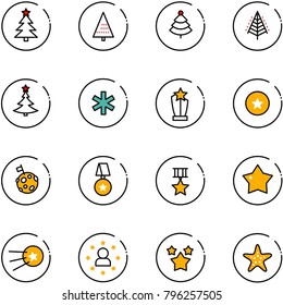 line vector icon set - christmas tree vector, ambulance star, award, medal, moon flag, first satellite, man, stars, starfish