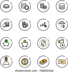 line vector icon set - coin vector, insurance, piggy bank, dollar, rich, money