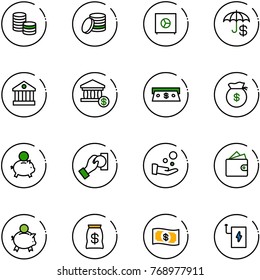 line vector icon set - coin vector, safe, insurance, bank, account, cash, money bag, piggy, pay, wallet, power
