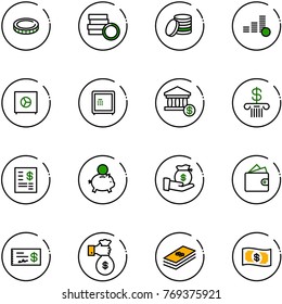 line vector icon set - coin vector, safe, account, bank, statement, piggy, investment, wallet, check, rich, dollar, money