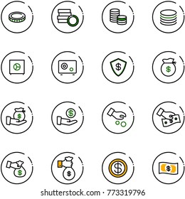 line vector icon set - coin vector, safe, money bag, investment, cash pay, encashment, rich, dollar