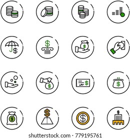 line vector icon set - coin vector, bank, investment, cash pay, encashment, check, purse, money bag, dollar, building