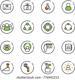 line vector icon set - credit card vector, terrorism, disabled, user, group, social, friends, community, man globe, presentation, contact book, success, world, win, star